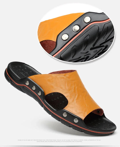 Men Summer Slippers Breathable Luxury Sandals Shoes Beach Classics Leather Mens Slippers Outdoor Flip Flop Indoor Slides Man