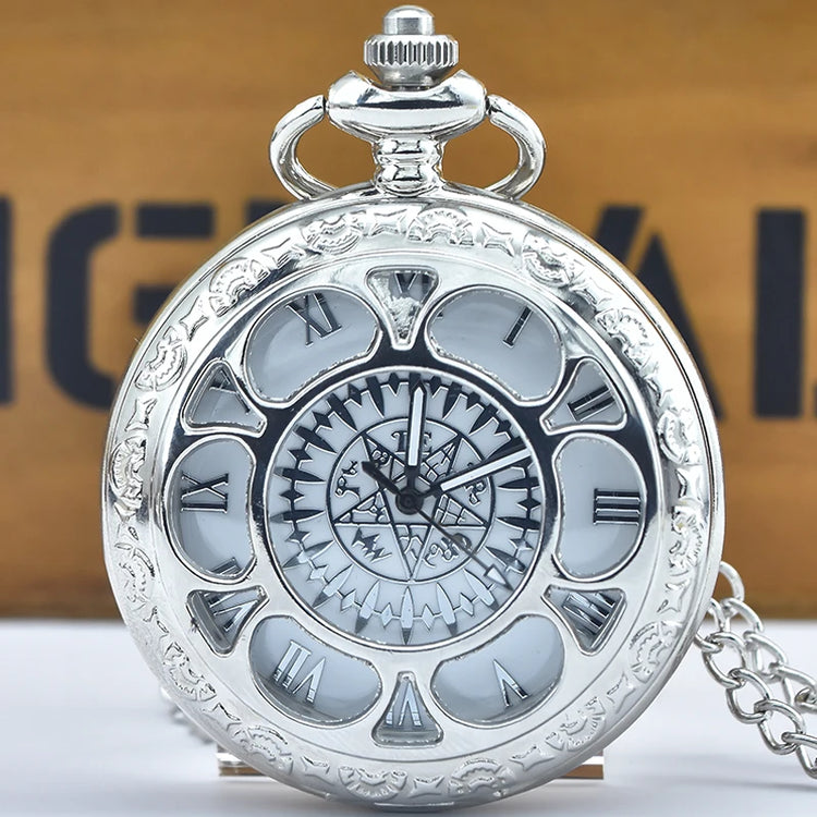 Retro Charm Neutral Fashion Hollow Flower Roman Literal Quartz Steampunk Pocket Watch Men's and Women's Necklace Pendant Gift