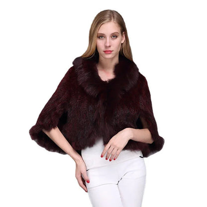 2026 New Real Natural Mink Fur Pashmina Women Fashion Knitted Mink Fur Scarf Lady Real Mink Fur And Fox Fur Collar Poncho Shawl