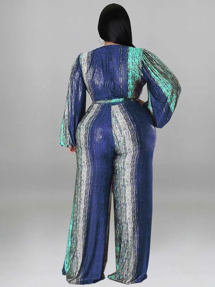 One Piece Outfit Women Jumpsuit 4xl Elegant Woman Jumpsuits V Neck Sexy Trousers Female Clothes Full-length Jumpsuit Plus Size