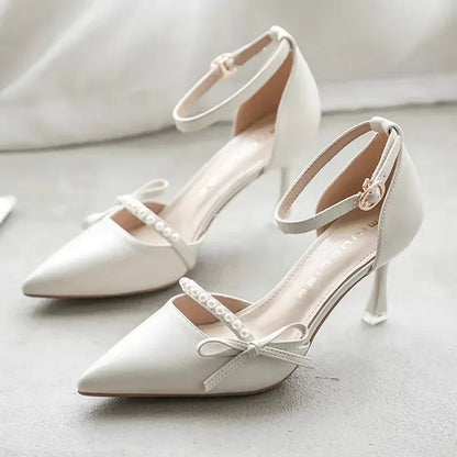 Marlisasa Women Fashion White High Heel Pumps Lady Casual High Quality Pu Leather Golden High Heel Shoes Female Pink Shoes F2435