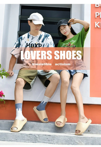 Summer Slippers Men Women Indoor EVA Soft Bottom Sandals Open Toe Trend Slides Beach Shoes Slippers Home Shoes Size 35-46
