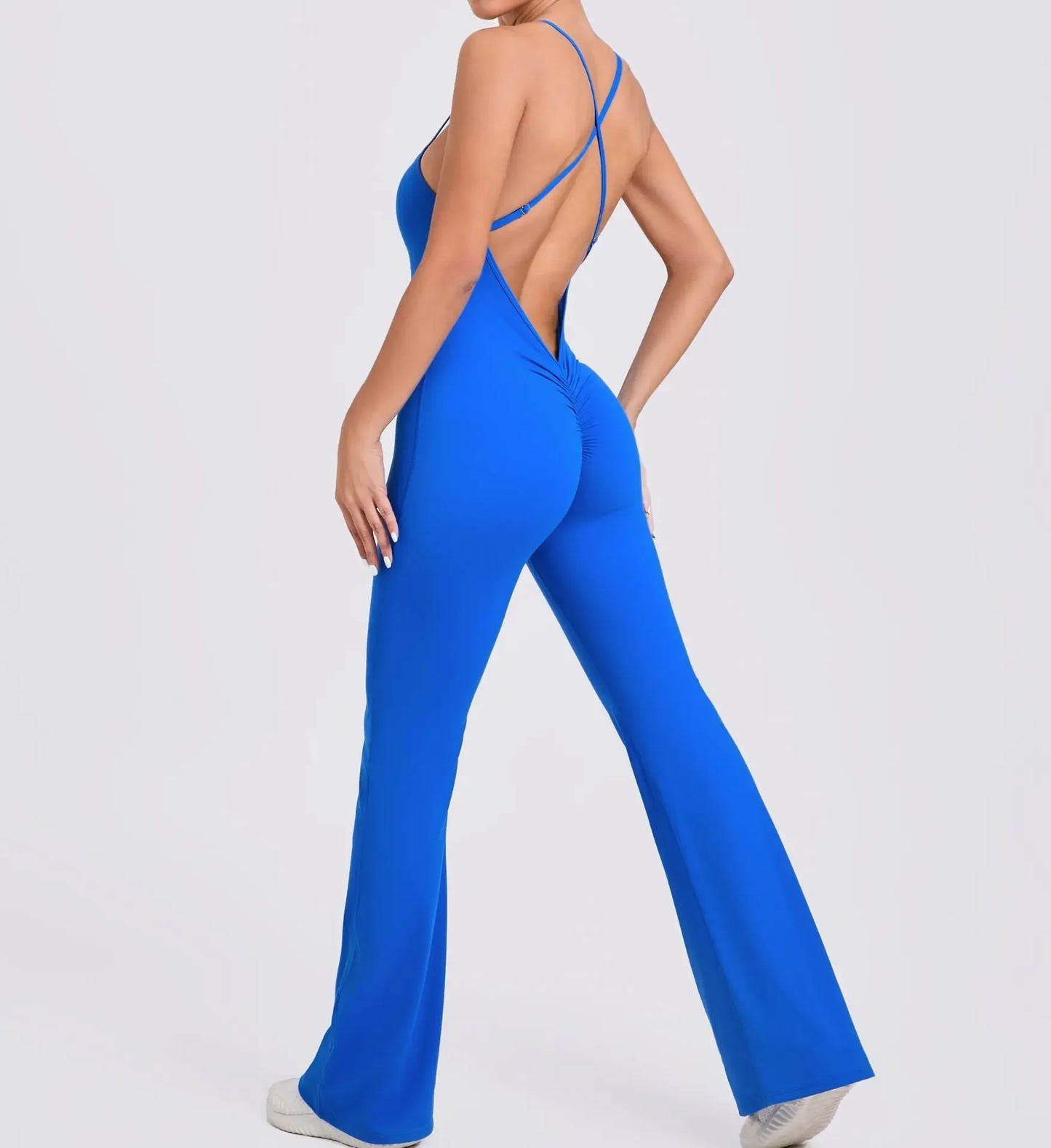 Sports Overalls for Women Sportswear Flared Jumpsuit Woman Padding Jumpsuits Gym Combinaison Femme Coffee Gray Navy Blue Red