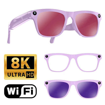 AI Smart Shooting Glasses with 8MP HD Camera AI Translation Bluetooth Call Video Record Music Playback Multi-functional Fashion