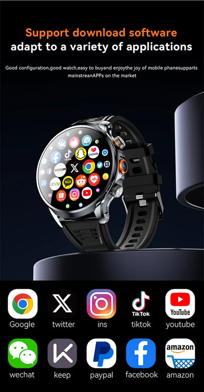 4G Network Smart Watch Google Play Maps 1.95-inch 3D SIM Card Download APP Camera GPS WIFI NFC Call Android Men Women Smartwatch