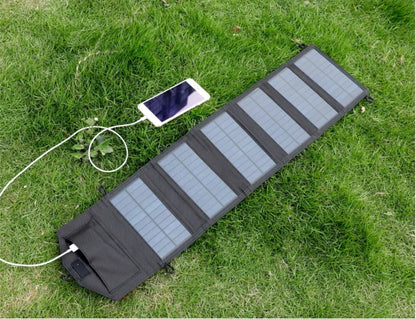 20W 6-Fold Portable Foldable Solar Charger Panel, USB 5V DC Full Time Power Output for Outdoor Mobile Power Supply