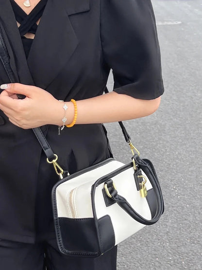 2026 Luxury Brand Genuine Leather Women Shoulder Fashion Gold Lock Handbags Women Top Quality Cowhide Square Bowling Bags Woman