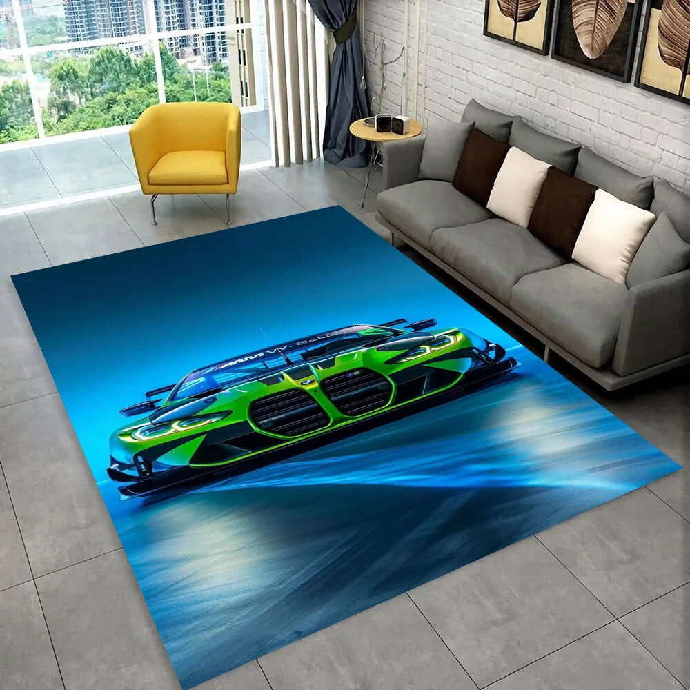 3D E36 Racing Car Motorcycle Rug Carpet for Living Room Bedroom Decor,kids Play Non-slip Decoration for Sofa Doormat Gift
