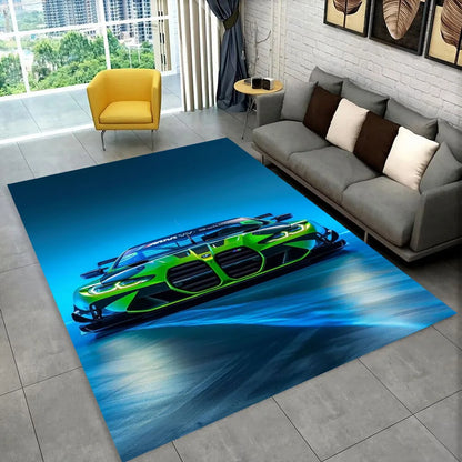 3D E36 Racing Car Motorcycle Rug Carpet for Living Room Bedroom Decor,kids Play Non-slip Decoration for Sofa Doormat Gift