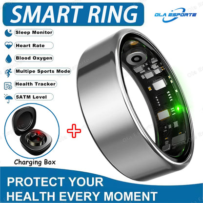 2026 New Smart Ring Heart Rate Blood Pressure Sleep Monitoring Motion Tracking IP68 Waterproof Men Women Smart Ring Holiday Gift