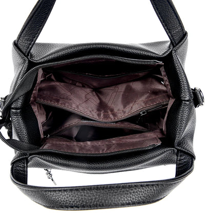 Genuine Soft PU Leather Handbags for Women Vintage Shoulder Tote Bag Luxury Designer Ladies Large Capacity Purse Bags Sac A Main