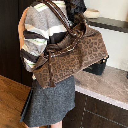Fashionable Leopard PU Leather Shoulder Bags for Women 2026 Luxury Designer Brand Trend Tote Bag Females Short Handle Handbags