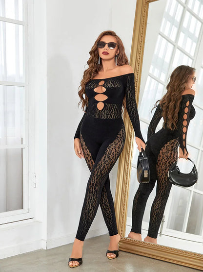 hollow out sexy curves nightclub party transparent super elastic mesh playsuit bodysuit romper ropa de mujer romper jumpsuit