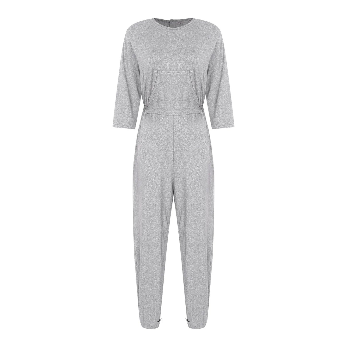 Women's Elderly Anti-Strip Adaptive Jumpsuit Back Legs Zip Long Sleeve Long Pants Nursing Rompers for Special Needs Disabilities