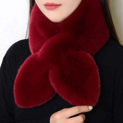 Winter Faux Rabbit Fur Scarf For Women Girls Scarf Soft Plush Scarves Solid Color Neck Collar Warmer Stuff Christmas Gifts