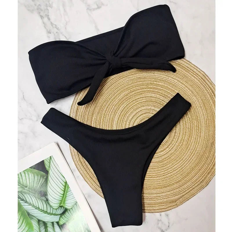 Sexy Bikini Bottoms Women's 2025 Swimsuit Low Waisted Bottom Solid Color Swimwear Thong Beachwear Brazilian Bathing Suit Summer