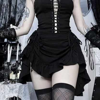 Gothic Mini Skirts Black High Waist Women Skirt 2026 New Y2k Style Harajuku Punk Goth Dark Grunge Streetwear Female Clothes
