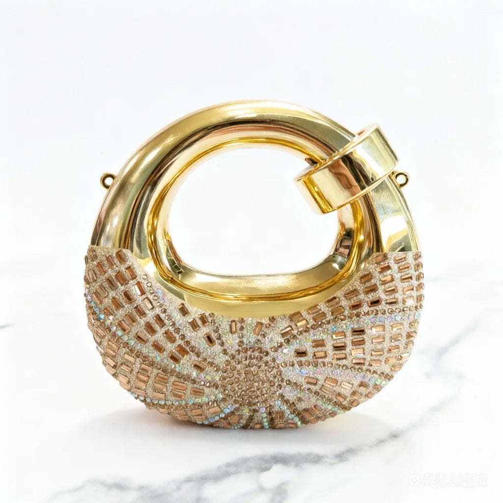 Mini Golden Evening Bag Purses and Handbags Luxury Designer Shoulder Bags Diamond Party Wedding Round Acrylic Clutch Purse Ins