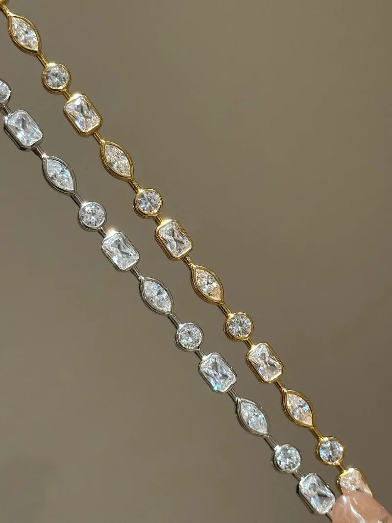 New in Irregular Exquisite Sparkling Diamonds Bracelets for Women Light Luxury Water drop Square Bracelet Party Jewelry Gift