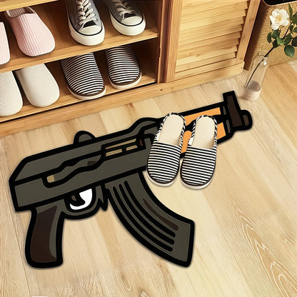 VIKAMA Creative Gun-Shaped Rug Trendy Home Decor Entrance Living Room Rug Playful Theme Decor for Bedrooms Study