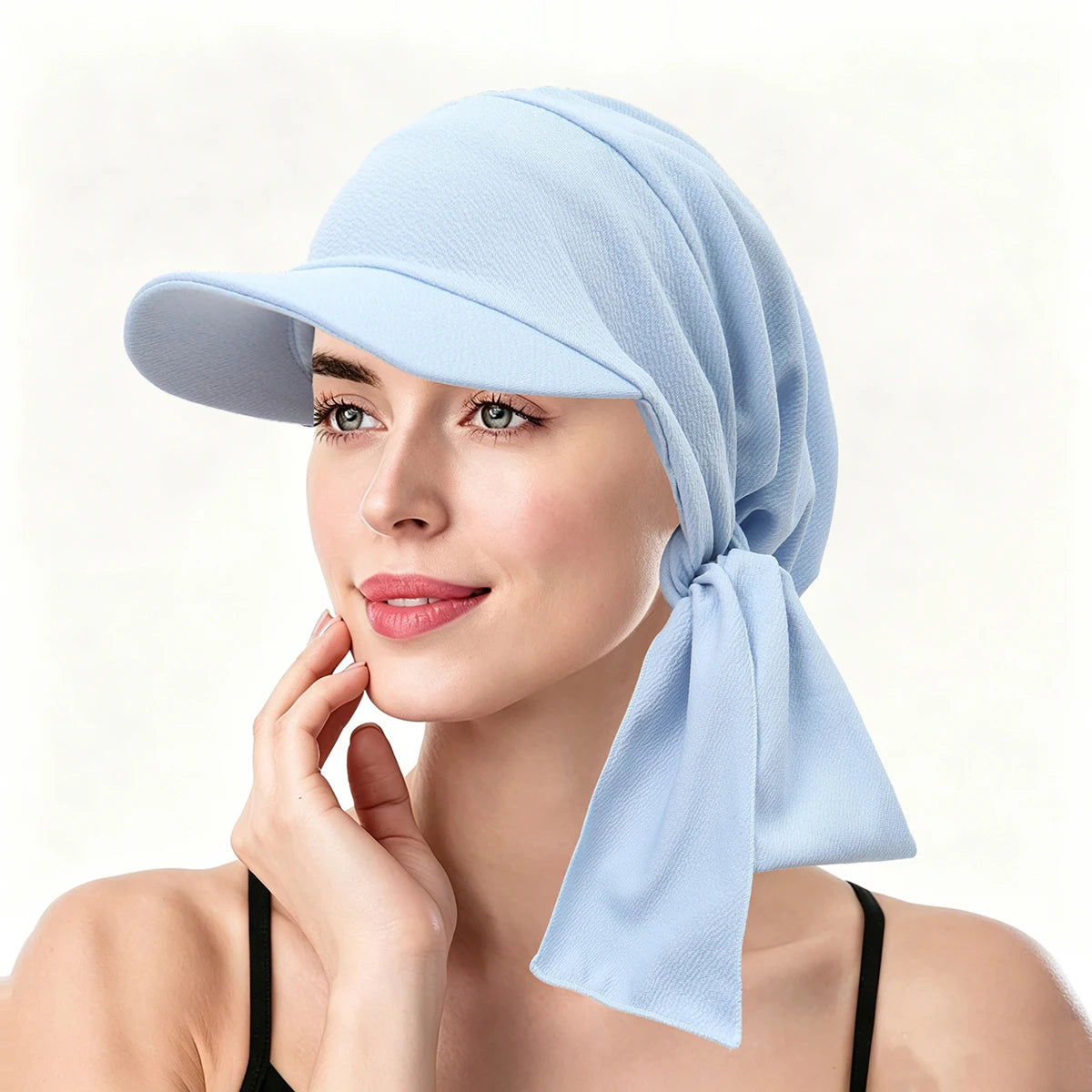 Solid Color Fashion Muslim Hijab Turban Hat for Women Visor Baseball Cap Sun Hats Headscarf Scarf Brim Femme Scarves Bandanas
