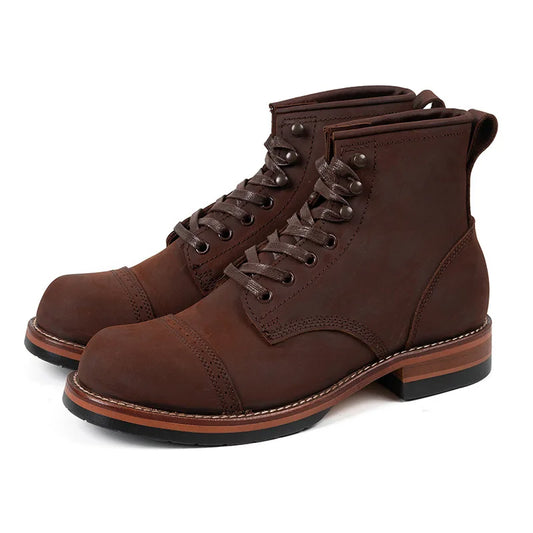 New Handmade High Quality Men Ankle Boots Autumn Winter Vintage British Outdoor Tooling Boots Business Motorcycle Boots