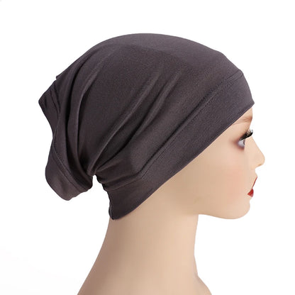 Soft Modal Inner Hijab Cap Muslim Stretch Turban Cap Islamic Underscarf Bonnet Hat Female Headband Tube Cap Turbante