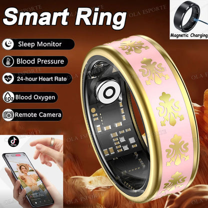2026 Smart Ring Blood Oxygen Heart Rate Sleep Monitoring Smart Ring IP68 & 5ATM Waterproof Multi-sport Modes Smartring Man Women