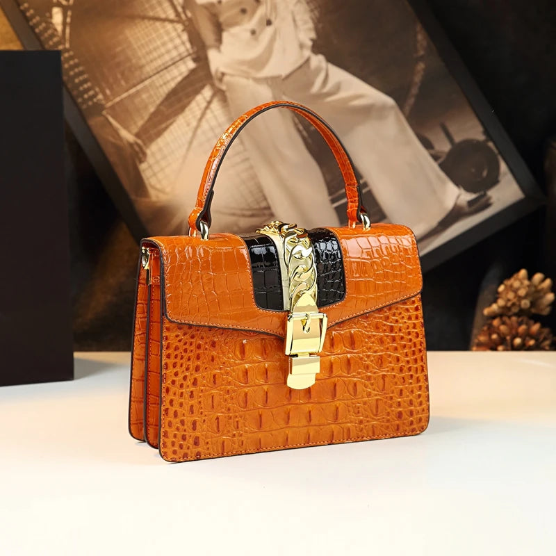 Luxury Fashion Brand Women's Handbags Genuine Leather Shoulder Crossbody Bag Crocodile Small Hard Square Portable Messenger Bags