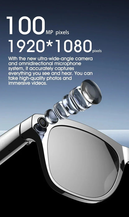 8K AI Smart Glasses With 100MP Camera Chat GPT Touch Sport Sunglasses Bluetooth Call Video Music Player ForMen Women