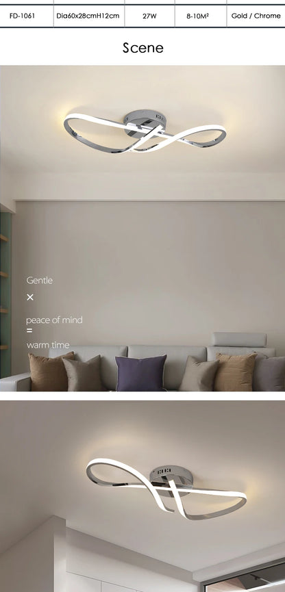 Modern Ceiling Chandelier Gold/Chrome Led Ceiling Lights For Living Bedroom Dimmable Kitchen Dining Room ceiling lamp lustre
