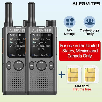 ALERVITES 2PCS AT1 POC Public Network Walkie Talkie Unlimited Global Communication Range Ultra-thin Portable Two Way Radio