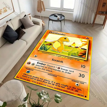 1PC Pokémon Card Charizard Squirtle Print Carpet for Living Room Bedroom Kid's Room Home Decor Area Rug Sofa Cloakroom Mat