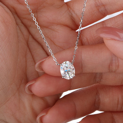 NKHOG 1/2/3CT Oval Cut Real Moissanite Necklace For Women S925 Silver Solitaire Lab Diamond Wedding 18K Gold Plated Jewelry Gift