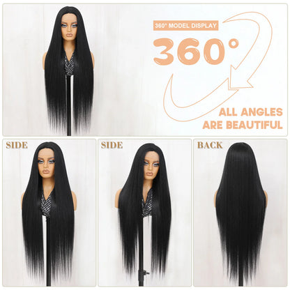 40 Inch Synthetic Lace Front Wigs For African Women T Part Lace High Temperature Fiber Straight Lace Wigs For Afro Female