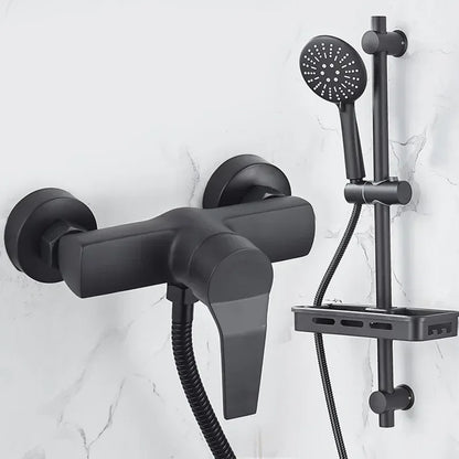 Black Bathroom Shower Faucet Wall-Mounted Mixer Valve Household Single Handle Hot and Cold Water Tap Shower Accessories