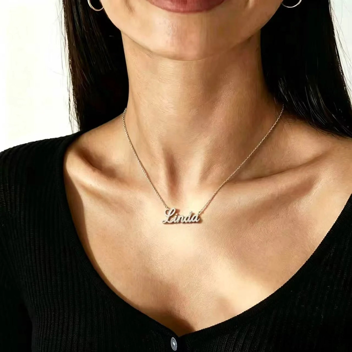 Luna 925 Sterling Silver Moissanite Custom Name Necklace Full Pave Elegant Script Design Fine jewelry 2026 Trend Gift For Women