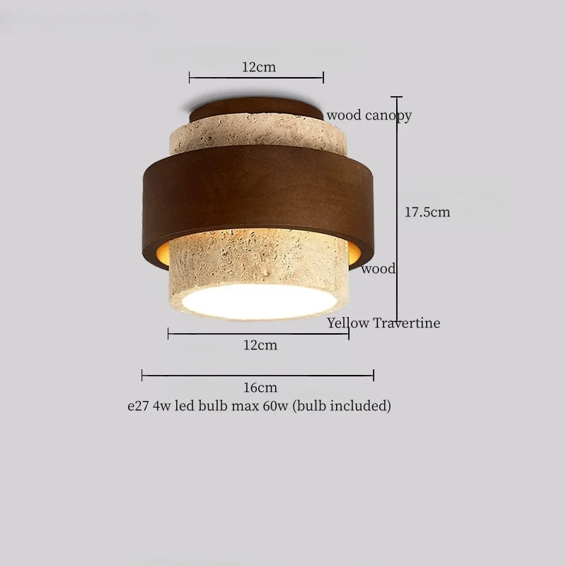 IWHD Japan Wabi Sabi LED Ceiling Lights Bedroom Bathroom Corridor Home Lighting Yellow travertine Ceiling Lamp Lampy Sufitowe