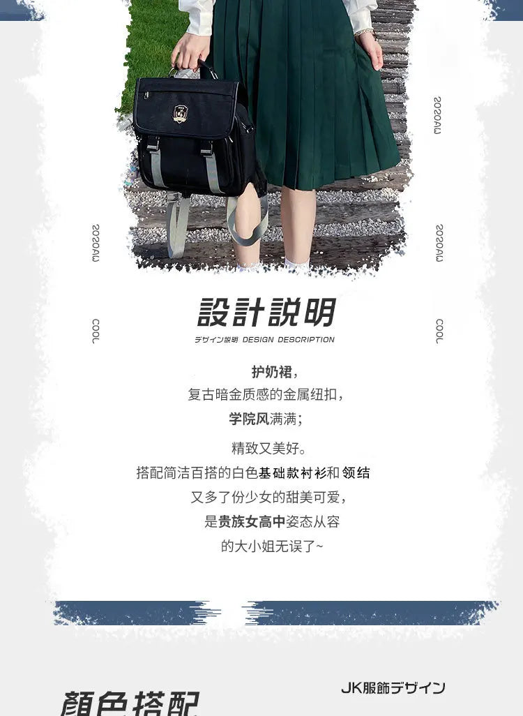 Japanese Korean Class High School Student Girl Long Pinafore Pleated Dress  JK Uniform Cosplay Seifuku Schoolgirl Sundress