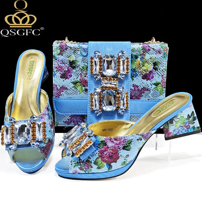 QSGFC Italian Sandals and Bags Matching Set 2026 Women Heel Party for Rose Gold Colour Wedding Bigger Size Thick Heel Shoes