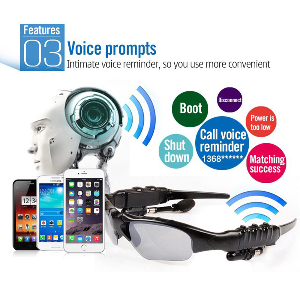 Stereo Earphones Wireless Headset with Mic Polarized Glasses Sunglasses for Driving Cycling Sports Noise Reduction Headphones