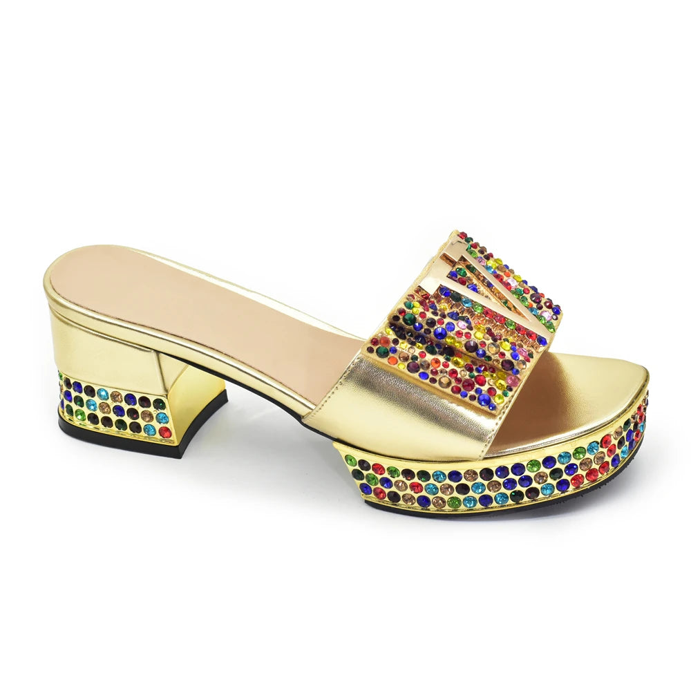 New Shoe and Bag for Nigeria Party Wedding Peep Toe Italian Women Shoes Matching Bag Decorate with Rhinestone for Wedding Dress