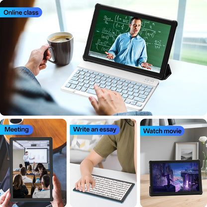 10-inch tablet PC, Android 15 system, quad-core processor, 12 (3+9) GB + 64GB storage, expandable up to 1TB, supports WiFi 6,