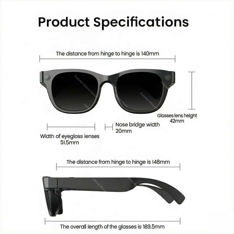 AI Smart Glasses 13MP 5K Camera 32GB ROM HD Photo Identify Objects ChatGPT Video Call Translation Music WiFi Bluetooth Eyewear