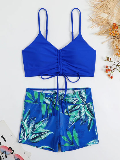 Drawstring Front Shorts Bikinis 2026 High Waist Swimsuit Women Swimwear Female Bathers Bathing Swimming Swim Suit Beachwear
