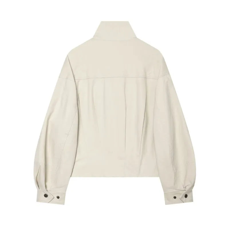 Women's Winter Jacket New 2026 High Neck Long Sleeve Elastic Hem Zipper Pocket Women's Coats Simple Female Jacket