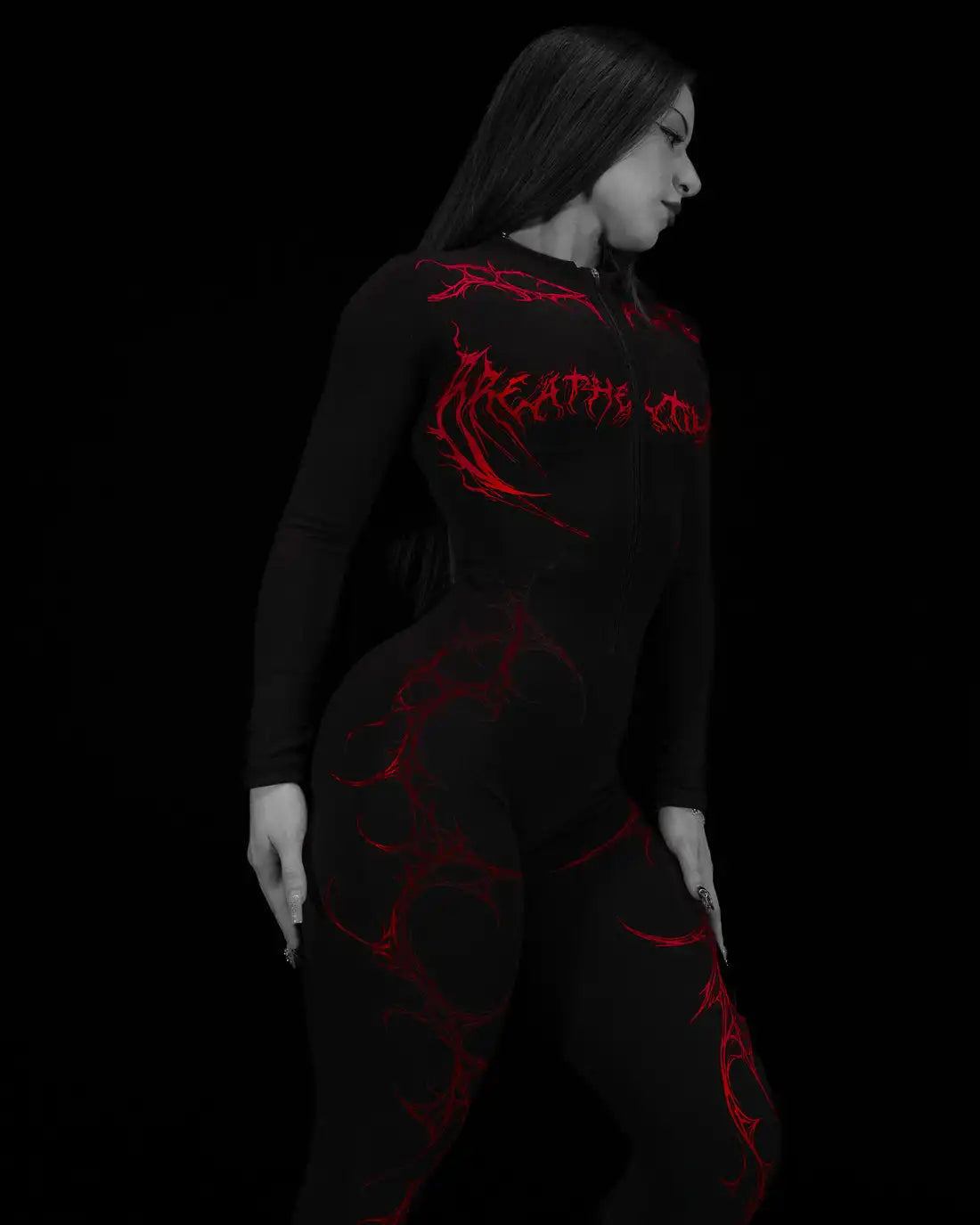 European and American popular zippered long-sleeved trouser jumpsuit slim fit hip-lifting sportswear yoga wear