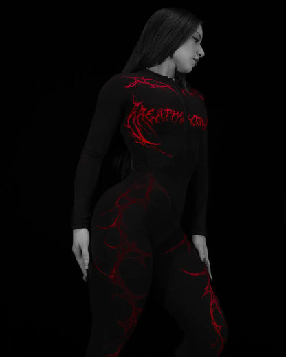 European and American popular zippered long-sleeved trouser jumpsuit slim fit hip-lifting sportswear yoga wear