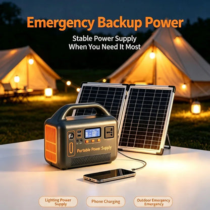 400W Portable Charging Station 220V192Wh LiFePO4 Outdoor Power Supply, Supports Solar Charging, Suitable for Household Energy