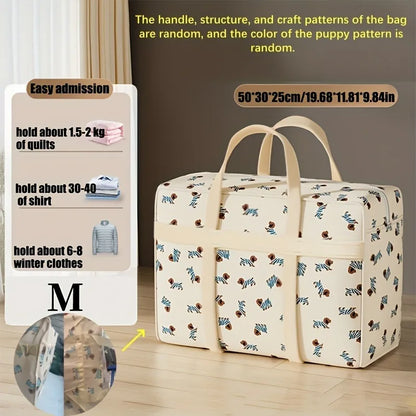 1pc Foldable Luggage Organizer Bag with Cute Puppy Pattern,Large Capacity Space-Saving Travel Storage Bag,Durable Polyester bag